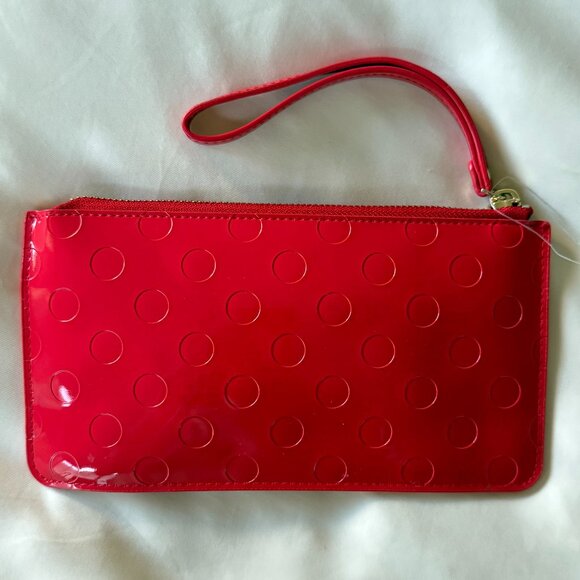 Red Kate Spade Patent Leather Dot Pattern Wristlet - Picture 3 of 4